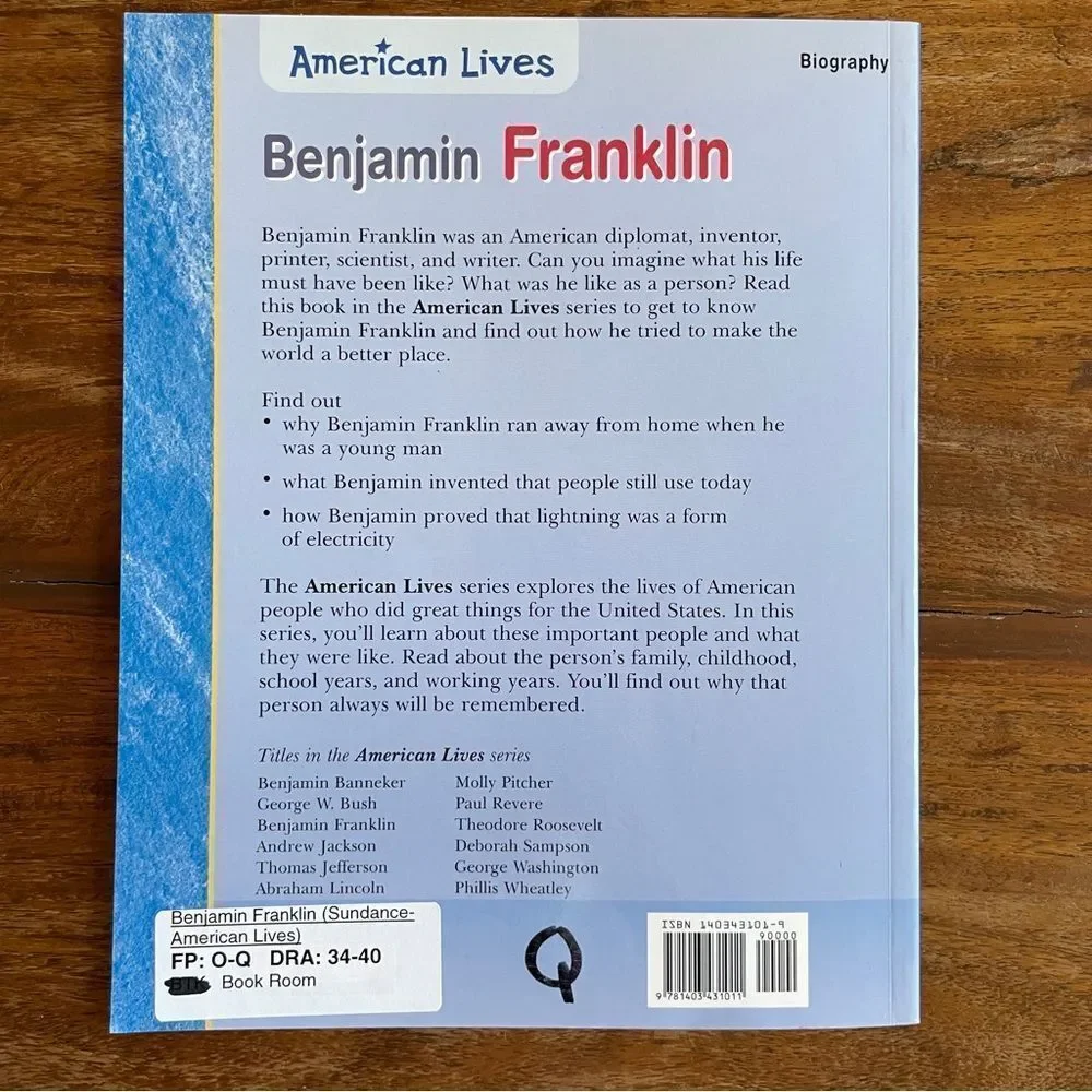 Benjamin Franklin Book American Lives Early Readers History Founding Fathers